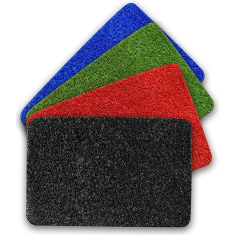 JARDIN202 - Felpudo de Césped Artificial 60x40cm 25mm - Ideal para Terrazas, Exteriores y Decoración Colores Azul, Negro, Rojo y Verde Negro (1/5)
