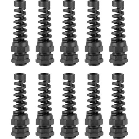 sourcing map PG11 Presse-étoupe 5mm-10mm Fil Trou Imperméable Nylon Joint Réglable Contre-écrou avec Décharge de Traction Noir 10Pcs (1/4)