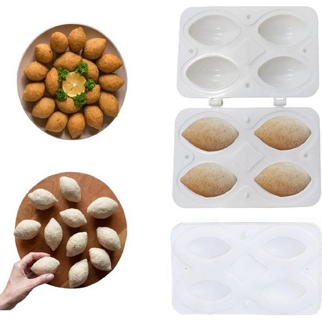 Machine à kibbeh 2 pièces, presse à pain de viande à 4 grilles pour façonner les galettes de kibbeh frites, d'arancini et de kofta, outil de cuisine manuel, noir (1/5)