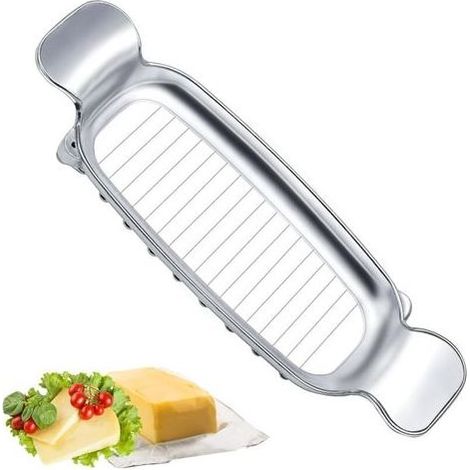 Käseschneider – Draht-Käseschneider aus Edelstahl, 19,5 x 2 x 6,8 cm – Für Butter, Käse, Eier, Obst – 1 Stück (1/5)