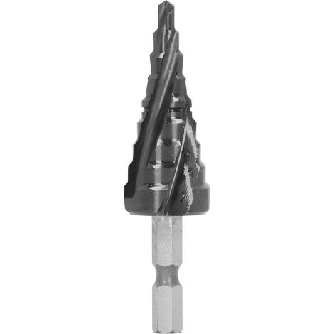 Foret conique cobalt escalier durete 89HRC cannelures helicoidales queue hexagonale 1/4po 4 a 20mm pour percage metal cuivre aluminium (1/5)