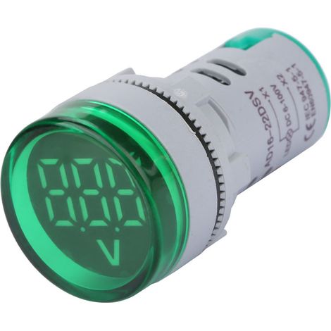 Voyant indicateur de tension LED rond avec affichage numérique, testeur de voltmètre DC (Vert) (1/5)