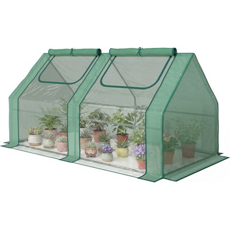 Outsunny – Serra da giardino 180x90x90cm con 2 coperture PE e PVC – Finestre apribili per traspirabilità – Struttura in acciaio resistente (1/5)
