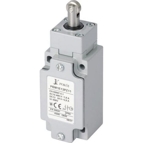 Interruptor de fin de carrera met谩lico 1R 1Z, pulsador de acero de acci贸n r谩pida con rodillo de acero 脴12 PBM1E13PZ11 A37-3400