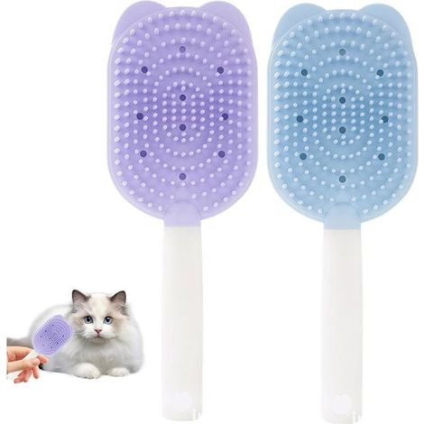 Lot de 2 peignes à langue pour chat, brosses lavables en silicone pour animaux de compagnie, brosse à langue pour chat (1/5)