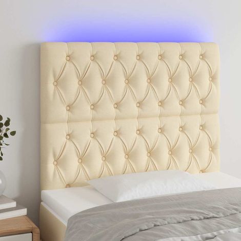 vidaXL Cabecero con luces LED tela crema 90x7x118/128 cm (1/5)