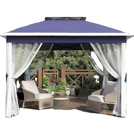 Cenador tipo carpa, toldo impermeable, fácil montaje, 335x335cm (1/2)