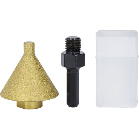 Fraise à chanfreiner diamantée de 50 mm de diamètre, grain 50, pour meuleuse d'angle et perceuse, avec adaptateur M14 pour marbre, quartz, pierre et carrelage.