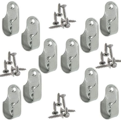 Rail Suspension Meuble Ovale OVA 10 Pièces - Support de tube d'armoire penderie pour barre ovale Acier Nickelé Tringle Cintre Fixation Support de barre de penderie en métal (1/4)