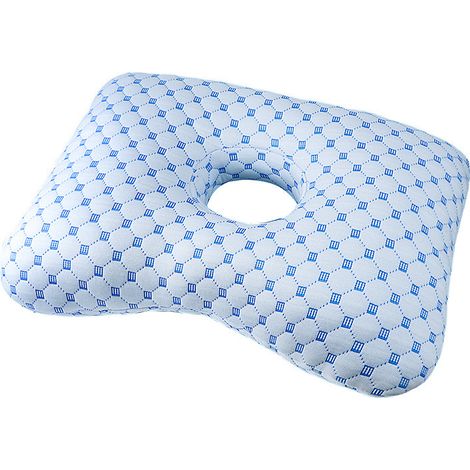 Cuscino per le orecchie per chi dorme sul fianco, con foro per poggiatesta, progettato per dare sollievo alle orecchie (blu)