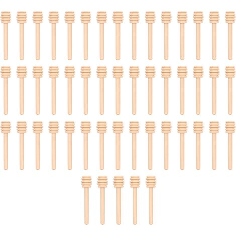 Lot de 50 bâtonnets à miel en bois, mini-remueurs pour mélanger le miel, bâtonnets alvéolés pour pots de miel, pour verser un filet de miel, cadeau idéal pour les mariages. (1/5)