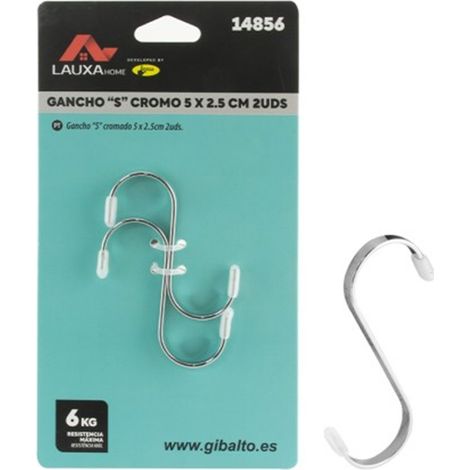 Gancho S Cromo Lauxa Home 2 Unidades 5x2.5cm  Resistencia 6kg