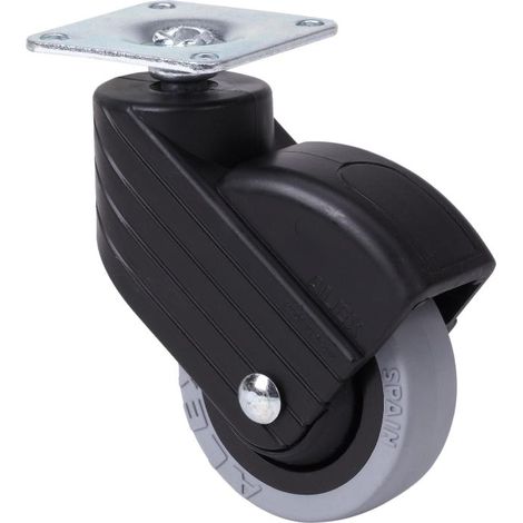 rueda giratora placa negra 10hp50cp-pgi poliamix-goma gris eje liso (1/2)