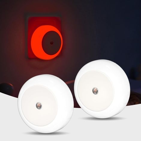 Veilleuse Rouge Enfant 625nm Lumiere Rouge Veilleuse Bébé Prise avec Capteur Crépusculaire Auto On/Off, pour Chambre à Coucher, Chambre d'Enfant, Cuisine, Salle de Bain, Couloir, Pack of 2 (1/5)