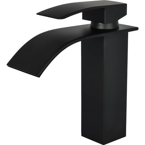 Robinet mitigeur monocommande cascade pour lavabo noir mat série Aljibe (1/3)