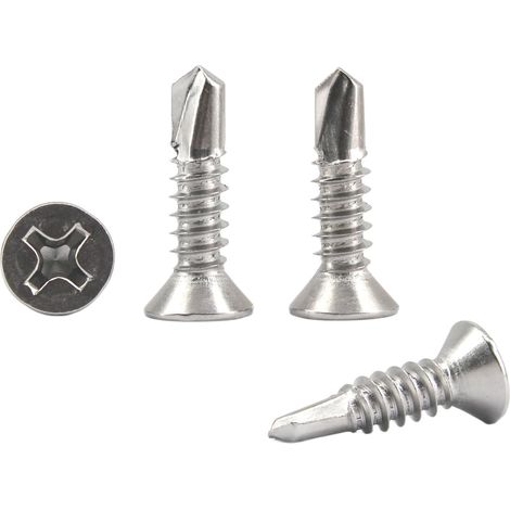Confezione da 200 viti autofilettanti a testa piatta Phillips M4.2 x 25 mm in acciaio inox 304 (1/5)