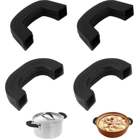 4-teiliges Set Silikon-Topfgriffe, Silikon-Topfgriffabdeckungen, Hitzeschutzdeckel für Topfgriffe, Hitzeschutz, Ständer (1/4)