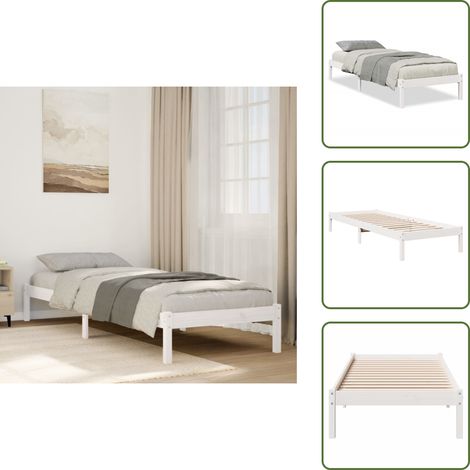 Letto in pino - vidaXL Letto Extra Lungo senza Materasso Bianco 80x220 cm in Pino -