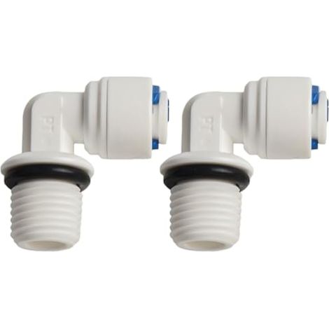 Lot de 2 raccords coudés de 6,35 mm x 12 mm pour systèmes de filtre à eau, osmose inverse RO et filtres à charbon en ligne (1/5)