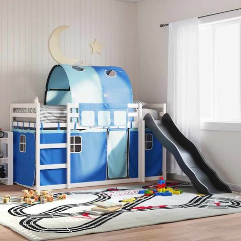 vidaXL Lit superposé sans matelas avec toboggan et rideaux 90x200 cm (1/5)