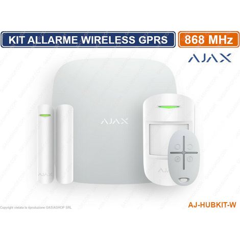Ajax – Kit antifurto allarme wireless AJHUBKITW – Pannello di controllo con alimentazione AC 110-250V – Rilevamento fino a 2000m – Accesso remoto via app (1/5)