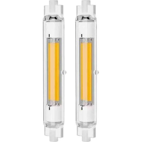 Ampoule LED R7S 118 mm 10 W à intensité variable, avec diffusion de la lumière à 360°, rendu des couleurs élevé et conception en céramique écoénergétique. (1/5)