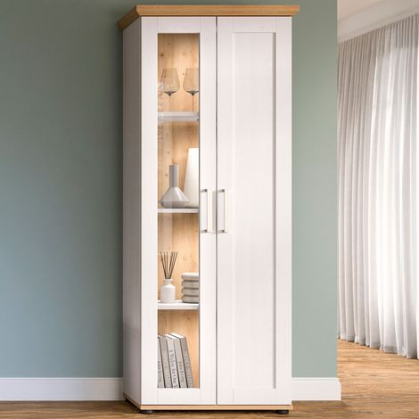 Verona citrine 1 porte, 1 porte vitrée blanc, chêne décor.