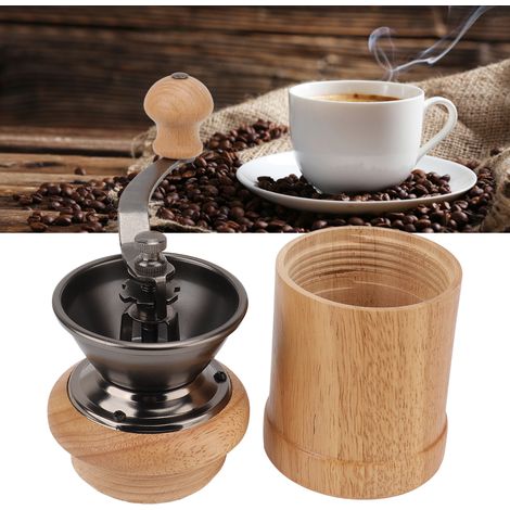 Moulin à café manuel en chêne, moulin à café manuel, moulin à grains de café, style rétro, machine à café portable, couleur claire. (1/5)