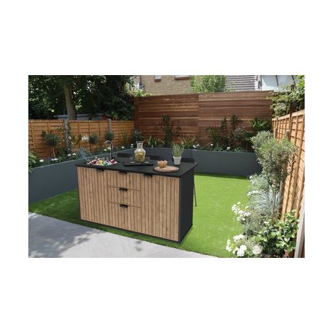 MUEBLE COMPACT OUTDOOR KITCHEN PARA BARBACOA MARRON DE RESINA KETER (1/4)