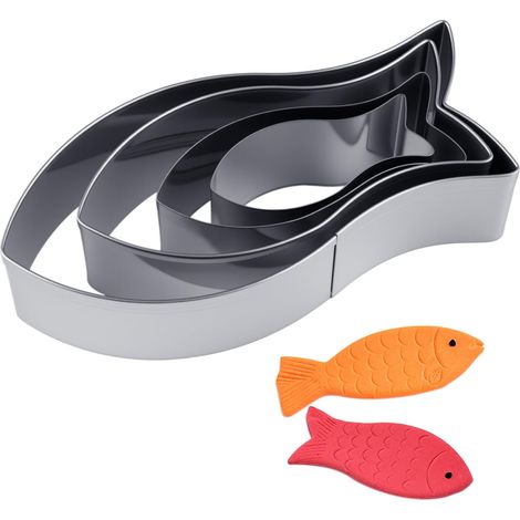 4 Pièces Moule en Acier Inoxydable en Forme de Poisson, Emporte-Pièces Réutilisable à Nageoire, Emporte-Pièces en Forme de Poisson, Silver Moule à Biscuits pour Communion, Confirmation, Baptême (1/5)
