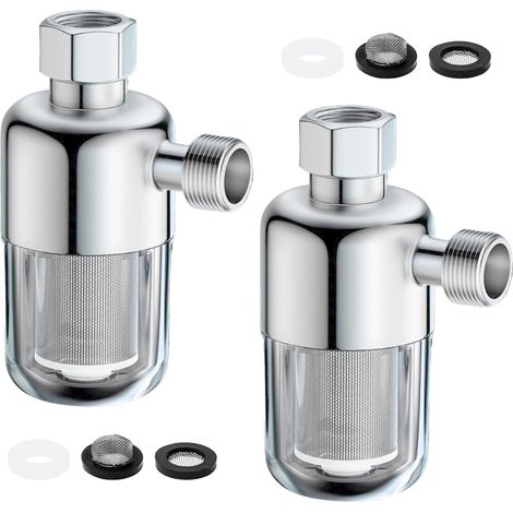 APEX Deux filtres de douche anticalcaires de 1/2 pouce avec cartouches filtrantes de 40 μm en acier inoxydable 316L, adaptés à la préfiltration des systèmes d'eau de 1/2 pouce. (1/5)