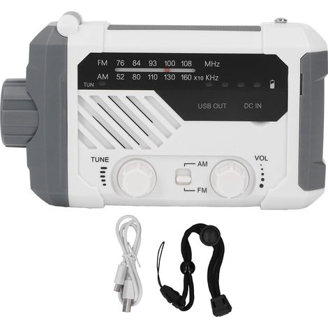 Radio di emergenza Toivize AM/FM a energia solare con manovella, torcia a LED, funzione SOS e porta USB, batteria da 2000 mAh e funzione di ricarica per telefono, ideale per escursioni, campeggio e in (1/5)