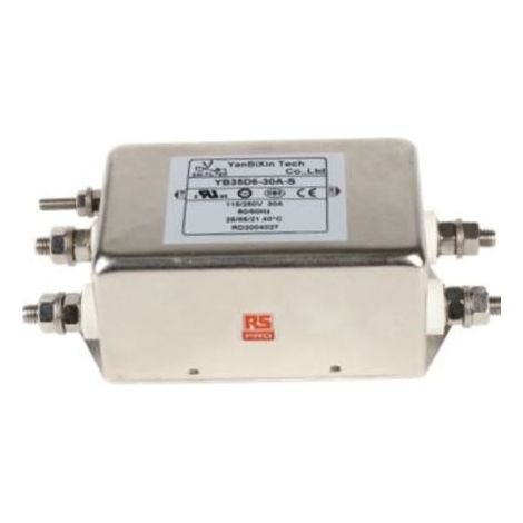 Filtre CEM RS PRO, 30A max, 2 phases, 250 V c.a. max, Montage sur châssis ( Prix pour 1 )