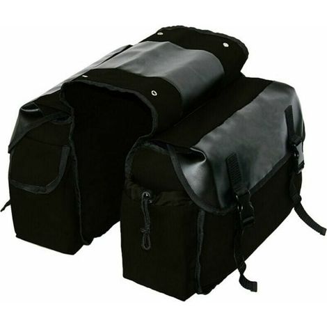 Borsa da sella per moto di grande capacità - Borsa laterale da viaggio in tela impermeabile per attrezzi, accessori per moto - Nera. (1/4)
