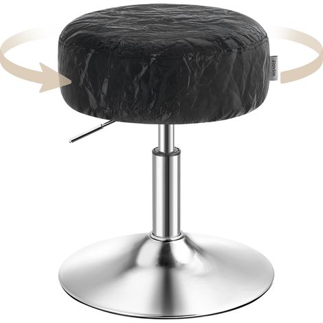 Vasagle – Tabouret de maquillage noir – Réglable en hauteur 45,5-57,5 cm – Pivotant 360° – Assise en PU épais 14 cm – Base stable 38,5 cm
