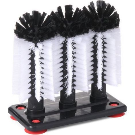 Lave-Verres - 190 x 100 x H 180 mm - En Plastique Avec 3 Brosses Nylon - Socle À 4 Ventouses - 1 Pièce (1/2)
