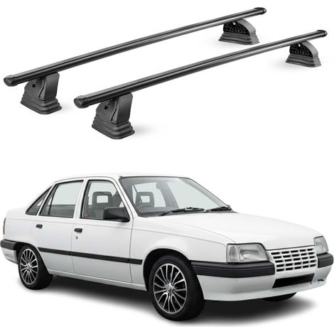 OMAC Stahl Dachträger Querträger Opel Kadett E 1984-1995 Schrägheck Kombi – TÜV / DIN 75302:2019 – Abschließbar – Max. 75 kg – 2 Stangen – Schwarz (1/5)