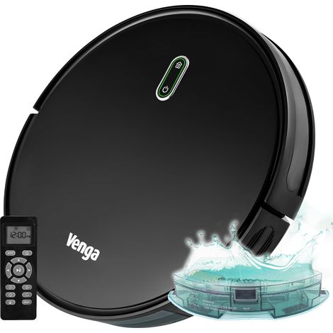 Aspirateur robot avec fonction de nettoyage facile à utiliser 6 modes de nettoyage silencieux Noir, tapis, pierre, carrelage (1/5)