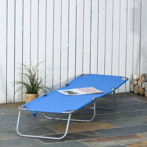 Transat pliant 5 positions tissu Oxford respirant chaise longue jardin piscine plage couleur - Dimensions: 187x55x24 cm - Couleur: Bleu