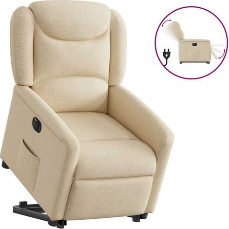 Fauteuil inclinable électrique en tissu beige (1/5)