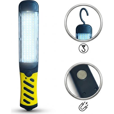Werkstattlampe mit 80 LEDs, 2500 lm, wiederaufladbar (4000 mAh), Magnethaken (1/5)