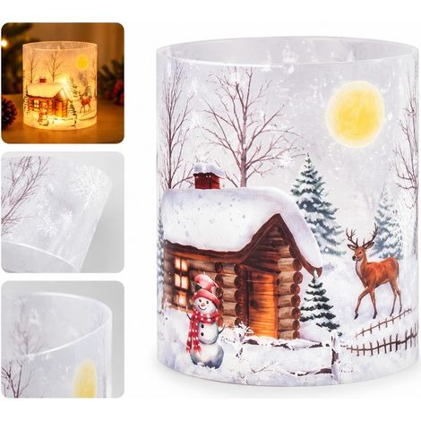 Abat-jour pour Bougie Noel Sapin et Maison en Plastique 12 Pieces 28 x 10 cm Decoration de Noel (1/3)