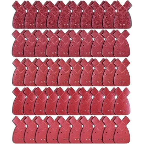 50 Pièces Feuilles Abrasives Feuille de Ponçage 10 X Grains 40/60/ 80/120/ 240 Papier Abrasif Triangles de Ponçage Fit Black and Decker Detail Palm Sander, (1/5)