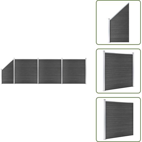 Valla de madera y plástico - vidaXL Set de paneles de valla WPC negro 619x(105-186) cm - Valla WPC