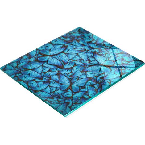 Tablero decorativo multifuncional de cocina de vidrio templado con mariposas, 60x52 cm.