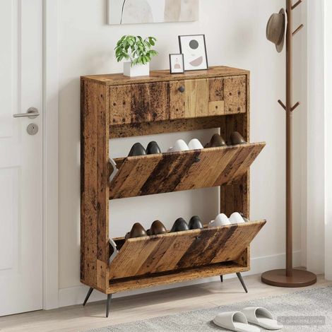 vidaXL Shoe Cabinet BREDA 78 x 24 x 103 cm Engineered Wood Old Wood (1/5)
