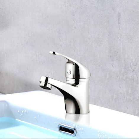 Robinet Mitigeur de lavabo chrome cartouche ceramique butee economique (1/2)