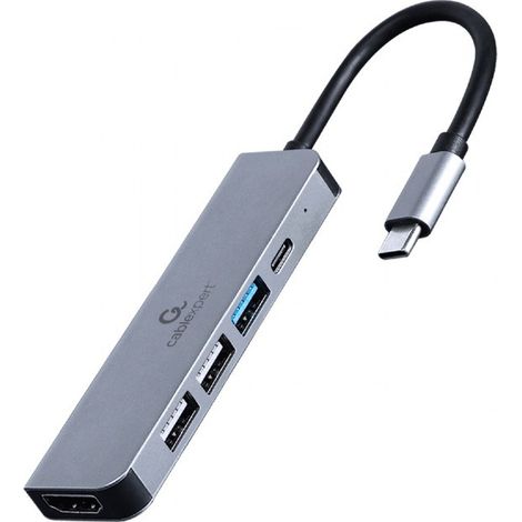 Gembird A-CM-COMBO5-03 Adaptateur multiport USB Type-C 5-en-1 (Hub + HDMI + PD) (1/2)