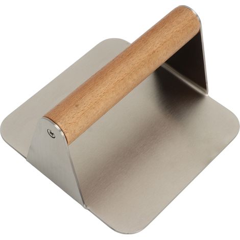 Presse à burgers en acier inoxydable 304, outil à steak haché carré avec manche en bois (1/5)