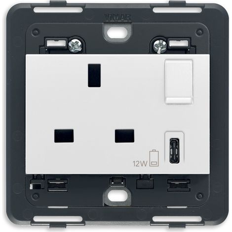 VIMAR - 20223.CB Enchufe BS 2P+E 13A + int. + USB C blanco